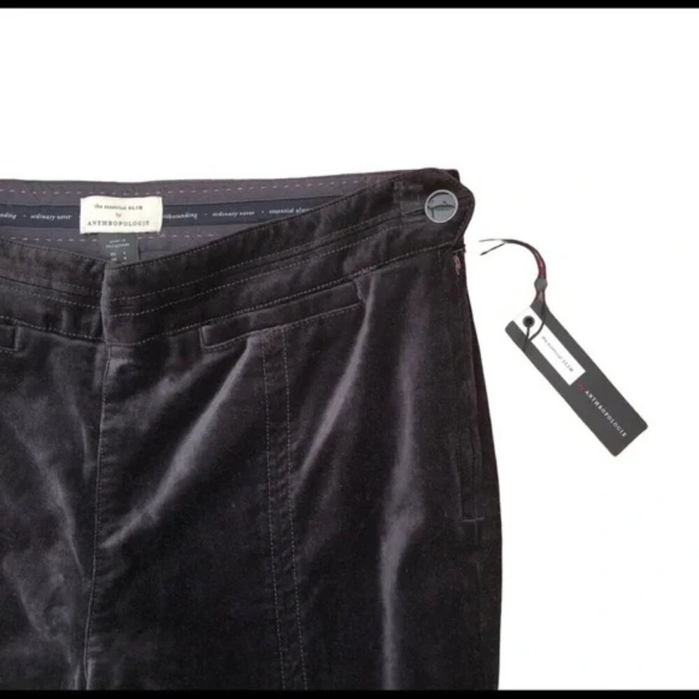✨NWT Anthropologie Black Velvet Slim Trousers | Size 4 | Office Chic✨ - Picture 5 of 7